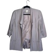 Slate Gray Open Front 3/4 Sleeve Lined Satin Blazer