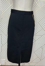 Givenchy Cady Chain Detail Pencil Skirt Black Gold Size Medium