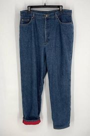 L.L. Bean Double L Relaxed Fit Flannel Lined Jeans Womens Sz 18 TALL High Rise