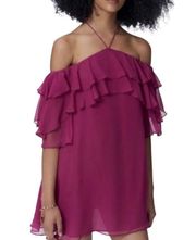 Rebecca Minkoff Dena Mini Chiffon Dress Rasberry Small New