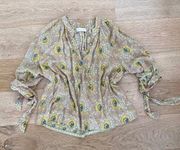 Natalie Martin Floral V Neck Blouse in Yellow