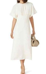 Victoria Beckham Bat Wing Sleeve Cocktail Party Cream Midi Dress Sz.2 US