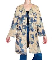 Anthropologie Tan Floral Vegan Suede Open Light Jacket