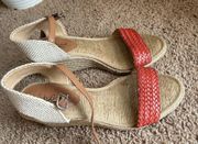 Lucky Brand Wedge Heel Sandals Open Toe Ankle Strap Hemp Shoes Womens 7M