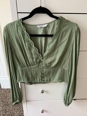 Green Satin Blouse