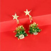 Artificial Crystal Christmas Tree Design Dangle Earrings Retro Simple Style Zinc