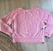 Abound Women's Crop Sweater Long Sleeve Crewneck Top Ribbed Pink Size Medium NWT