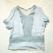 IRO April Semi Sheer Gray Blouse Short Sleeve Texture