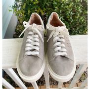 Grey Faux Suede Laser Cut Sneakers EUC Size 6 M