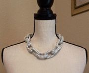 Signed EXPRESS Chunky White Chain Costume Necklace Adjustable Length