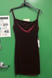 Apparel Embellished Cowl Neck Velvet Dress in Wine