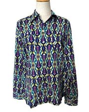 Jones New York colorful button down blouse