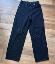 Wild Fable Denim Jeans 2 26 Women Black Baggy Wide Leg Pants Distressed NWT