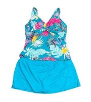 Jantzen AO Tropical Palm Leaf Twisted Front Tankini Set Womens 20W