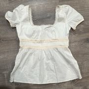 VALENTINO - Vintage  white/ cream babydoll zip up shirt small/ size 6 / size 42