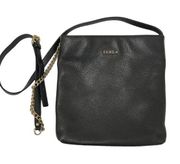 Furla Pebbled Leather Crossbody Messenger Bag Black