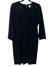 J. Crew Dress Long Sleeve Zip-Up Ponte Sheath Black Women’s Size 8