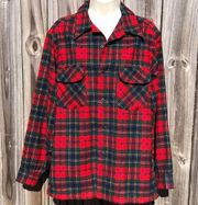 Pendleton Medium Vintage Wool Plaid Red Green Button Down Top Up Shirt Tartan