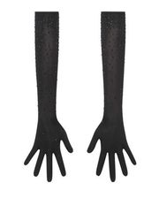 Skims Jelly Sheer Rhinestone Gloves Onyx Small