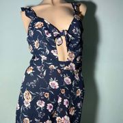 TIMING Navy Floral Romper Dress