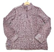 Weatherproof Vintage Sweater Womens Medium Pink Fuzzy Sherpa 1/4 Zip Pockets