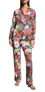 NWT Johnny Was Sandra Long PJ Set Floral 2 Piece Pajama Set Boho Animal Print XS