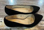 Bella Marie Black Suede Pointed Toe Wedge- Size 7