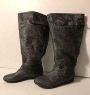 Journee Collection gray red tall boots women size 10