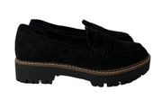 Womens Jellypop Paris Chunky Loafers Black Faux Suede Shoes Size 9.5 Wide