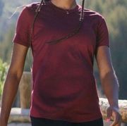 Zyia Active Red Claret Ribbed Crew T Top XS NWT