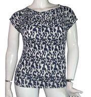 New York & Company Leopard Print Cowl Neck Tee