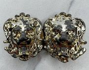 Vintage Gold Tone Lion Head 2 Piece Interlocking Belt Buckle