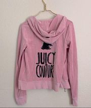 Juicy Couture  Velvet Velour Zip Up Hoodie Y2K Vintage - Pink