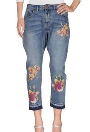 One Teaspoon Orchid Saints Floral Slouch Boyfriend Capri Jeans 26