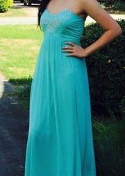 Blondie Nites Seaform Green Strapless Long Prom Formal Dress Juniors size 5