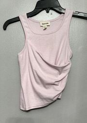 Open Edit Women's Pink Crop Ruched Side Asymmetrical Hem Sleeveless XS NWOT