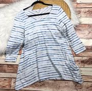 j. Jill shark bite tunic blouse blue stripe detail