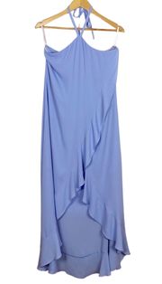 Blue Halter Ruffle High Low Dress Size 2