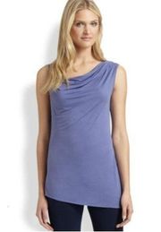 NWT Elie Tahari Mona Knit in Purple Panache Drape Asymmetrical Stretch Top S $78