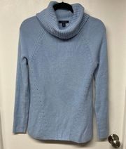 Lands'End  Baby Blue Cowl Neck Sweater Womens Size 6-8/Small Thick Cable Knit
