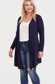 Torrid Navy Open Front Long Cardigan Sweater Size 0