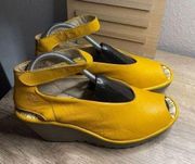 Fly London Yala Lemon Yellow Leather Sandals