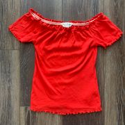 Red off the shoulder crop top size 2 by