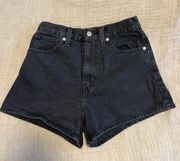 High-Waisted Black Denim Shorts