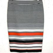 Classiques Entier Womens Colorblock Stripe Pencil Skirt Black Red White Size 6