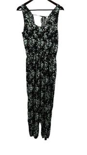 Exist Black Floral Crossback Jumpsuit Size Large New