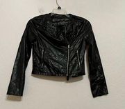 Shein Black Faux Leather Moto Jacket Zip Up Size Small US 4