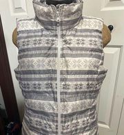 Lands End Womens Large Snowflake Winter Puffer Vest