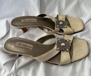 vintage ivory embellished sandals women’s size 9