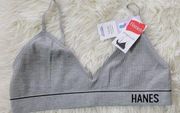 Hanes Size XL Gray Thermal Waffle Knit Soft Lounge Bra Nwt